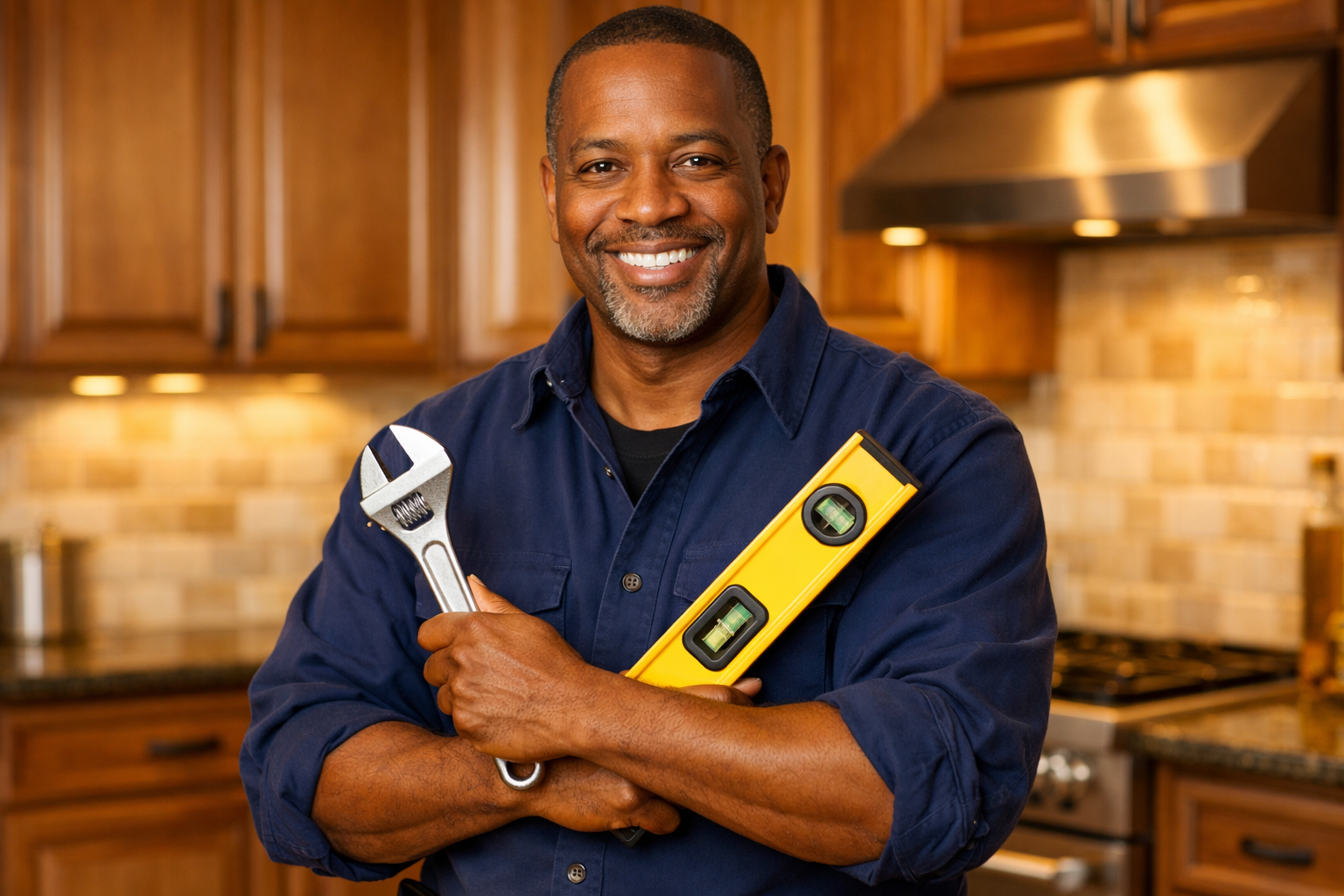 Professional handyman with tools